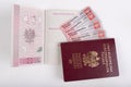 Polish passport and ID card on a white table. Personal documents from a European country Royalty Free Stock Photo