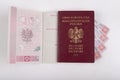 Polish passport and ID card on a white table. Personal documents from a European country Royalty Free Stock Photo