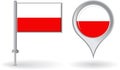 Polish pin icon and map pointer flag. Vector