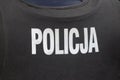 Polish police officer sign. Text in polish: police Royalty Free Stock Photo