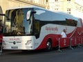 KATOWICE , SILESIA , POLAND -POLISH REPRESENTATION BUS ON FOOTBALL