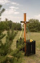 Polish roadside cross. Cross at the edge of the forest. Poland. Podlachia.