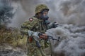 Polish soldier during training on the training ground