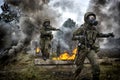 Polish soldier during training on the training ground