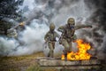 Polish soldier during training on the training ground