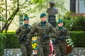 Polish soldiers at ceremony of laying flowers to monument to Hugo Kollataj