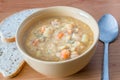 Polish split pea soup in pot knows in Poland as grochowka wojskowa. Royalty Free Stock Photo