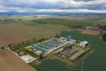 Polish state collective farm building in the field