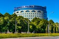 Polish state Public Television headquarter complex at Woronicza street in Mokotow district of Warsaw in Poland