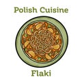 Polish stew flaki with vegetables close-up in a bowl