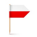 Polish toothpick flag. Souvenir from Poland. Wooden toothpick with paper flag. Location mark, map pointer. Blank mockup