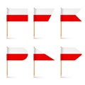 Polish toothpick flags. Souvenir from Poland. Wooden toothpicks with paper flag. Location mark, map pointer. Blank