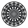 Polish traditional folk pattern in circle with women Royalty Free Stock Photo