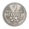 Polish two zloty coin from 1960 Royalty Free Stock Photo