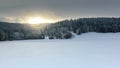 Polish Winter landscape in the mountains, snowy trees and fields Royalty Free Stock Photo