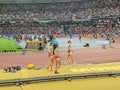 Polish women's 4x400 m relay team before finals at the 2023 World Athletics Championships