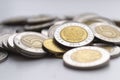 Polish zloty coins. Macro photo. Polski zloty Royalty Free Stock Photo