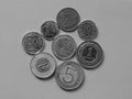 Polish Zloty coins, Poland in black and white