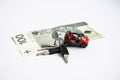 Polish zloty currency, poland money, toy car and keys, one hundred zloty Royalty Free Stock Photo