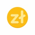 Polish zloty currency symbol on gold coin Royalty Free Stock Photo