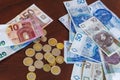 Polish zloty - zl money banknotes and coins with euro banknotes.