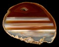 Polished Agate Slice on Black Background Royalty Free Stock Photo