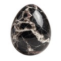 Polished Black and White Marbled Egg on White Background Keywords: egg, marble, stone, black Royalty Free Stock Photo