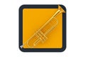 Polished Brass Trumpet as Touchpoint Icon Button. 3d Rendering