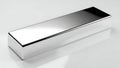 Polished chrome rectangular prism on white background Royalty Free Stock Photo