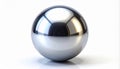 Polished Chrome Sphere Reflecting Light on White Surface Studio Shot Royalty Free Stock Photo