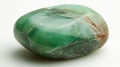 Polished Chrysoprase gem, showcasing its translucent green beauty, on a seamless white background.