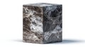 Polished dark marble rectangular block on white background in studio light. Royalty Free Stock Photo