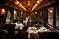 Polished Dining interior train. Generate Ai