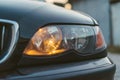Polished fresh car headlight Royalty Free Stock Photo