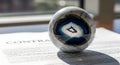 Geode egg sculpture on contract document Royalty Free Stock Photo