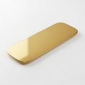 Polished Gold Rectangular Tray with Rounded Corners on a White Background image photo Royalty Free Stock Photo