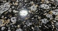Polished granite surface featuring a pattern of black, white, and beige speckles. The Royalty Free Stock Photo
