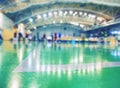 Polished green court floor inside of modern sporty hall Royalty Free Stock Photo