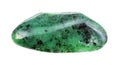 polished green Zoisite gemstone isolated on white