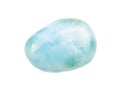 polished Larimar gem stone isolated on white Royalty Free Stock Photo