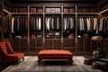 Polished Luxury male wardrobe interior. Generate Ai