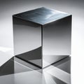 Polished Metal Cube on a Reflective Surface Royalty Free Stock Photo