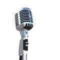 Polished Metal Retro Microphone Isolated on White with Copy Space.