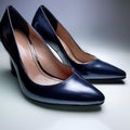 Polished midnight hued women\'s shoes in a controlled studio setting Royalty Free Stock Photo