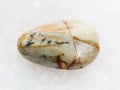 polished Picture jasper gemstone on white marble Royalty Free Stock Photo