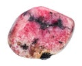 Polished pink rhodonite gemstone isolated