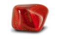 Polished red rainbow jasper gemstone, isolated on white background Royalty Free Stock Photo