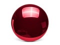 A polished red reflective sphere sitting on a plain surface isolated on white background Royalty Free Stock Photo