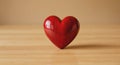Polished Red Wooden Heart on a Light Timber Surface AI-GENERATED Royalty Free Stock Photo