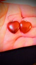 Polished, Shiney Red Heart Dangiling Earrings